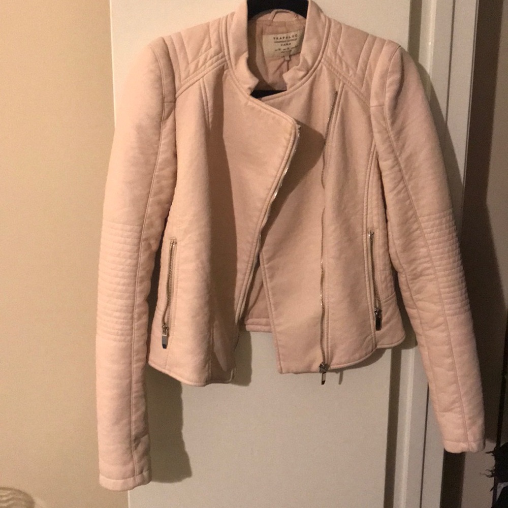 Zara pink faux leather jacket